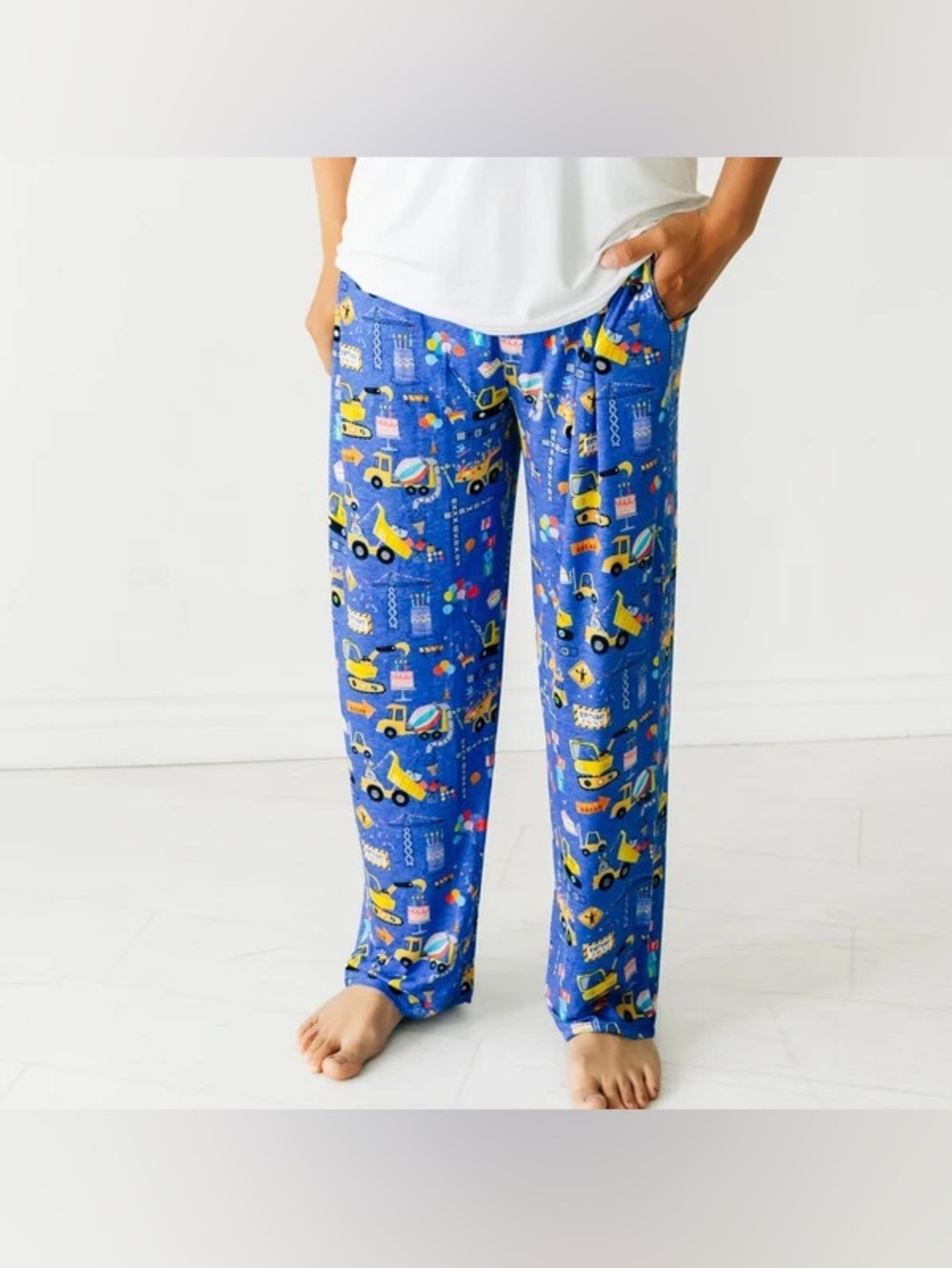 Little Sleepies Men’s Birthday Builders Pajama Pants Size Large Bamboo Blue